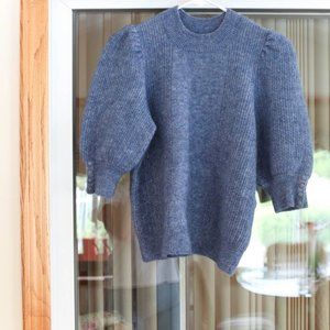 Sezane Rosalie Short-Sleeve Knit Jumper, Vintage Blue